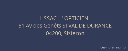 LISSAC  L' OPTICIEN