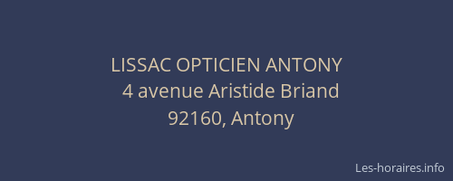 LISSAC OPTICIEN ANTONY