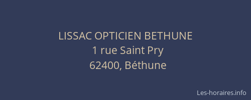 LISSAC OPTICIEN BETHUNE