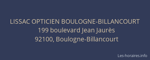 LISSAC OPTICIEN BOULOGNE-BILLANCOURT