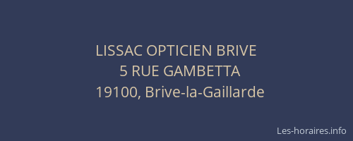 LISSAC OPTICIEN BRIVE