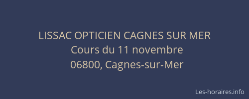 LISSAC OPTICIEN CAGNES SUR MER