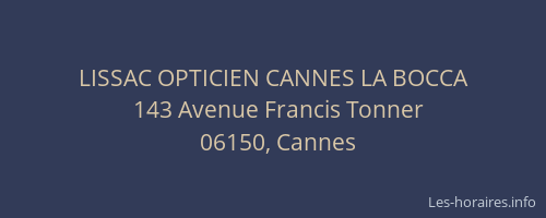 LISSAC OPTICIEN CANNES LA BOCCA