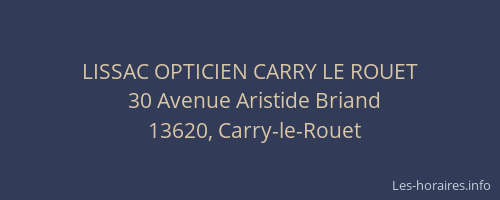 LISSAC OPTICIEN CARRY LE ROUET