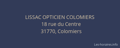 LISSAC OPTICIEN COLOMIERS