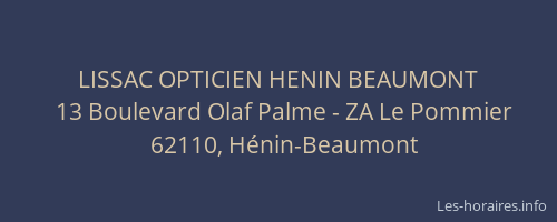 LISSAC OPTICIEN HENIN BEAUMONT