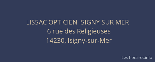 LISSAC OPTICIEN ISIGNY SUR MER