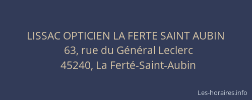LISSAC OPTICIEN LA FERTE SAINT AUBIN