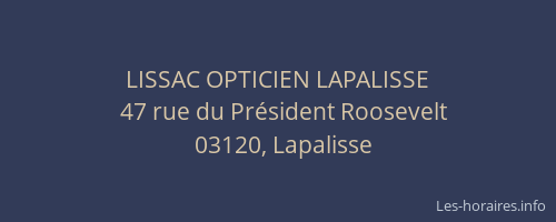 LISSAC OPTICIEN LAPALISSE
