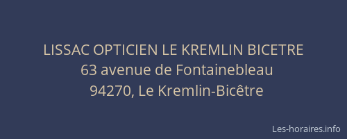 LISSAC OPTICIEN LE KREMLIN BICETRE