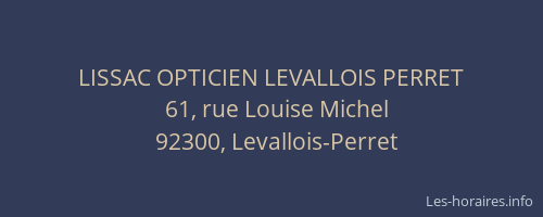 LISSAC OPTICIEN LEVALLOIS PERRET