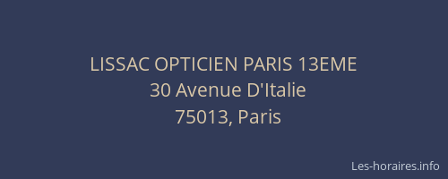 LISSAC OPTICIEN PARIS 13EME