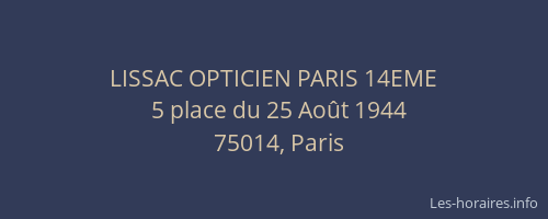 LISSAC OPTICIEN PARIS 14EME