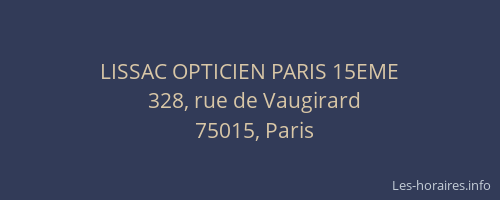 LISSAC OPTICIEN PARIS 15EME