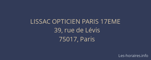 LISSAC OPTICIEN PARIS 17EME