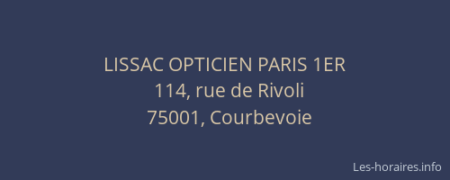 LISSAC OPTICIEN PARIS 1ER