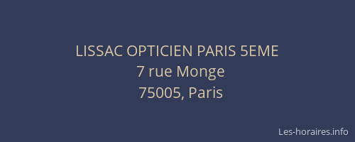 LISSAC OPTICIEN PARIS 5EME