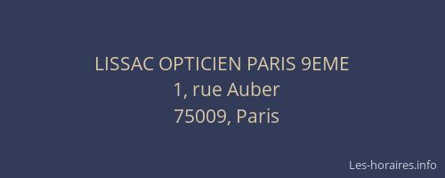 LISSAC OPTICIEN PARIS 9EME
