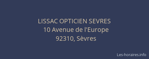 LISSAC OPTICIEN SEVRES