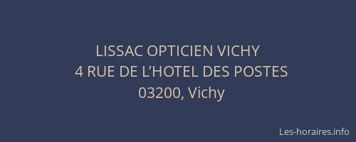 LISSAC OPTICIEN VICHY