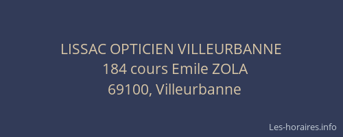 LISSAC OPTICIEN VILLEURBANNE