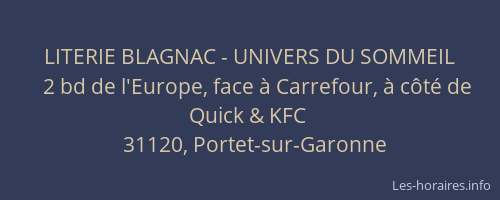 LITERIE BLAGNAC - UNIVERS DU SOMMEIL