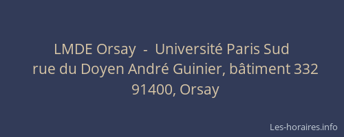 LMDE Orsay  -  Université Paris Sud