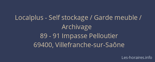 Localplus - Self stockage / Garde meuble / Archivage