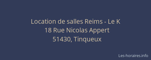 Location de salles Reims - Le K