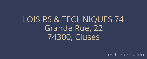 LOISIRS & TECHNIQUES 74