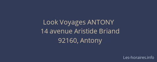 Look Voyages ANTONY