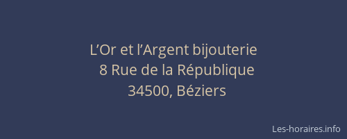 L’Or et l’Argent bijouterie