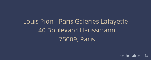 Louis Pion - Paris Galeries Lafayette