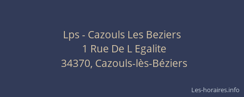 Lps - Cazouls Les Beziers