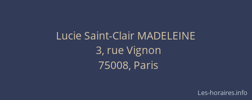 Lucie Saint-Clair MADELEINE
