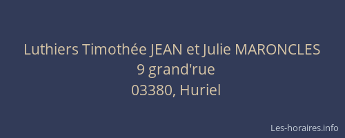 Luthiers Timothée JEAN et Julie MARONCLES