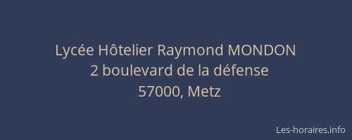 Lycée Hôtelier Raymond MONDON