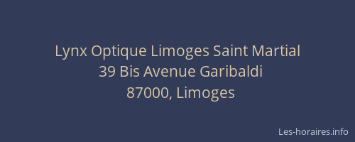 Lynx Optique Limoges Saint Martial