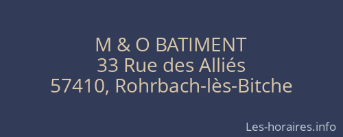 M & O BATIMENT
