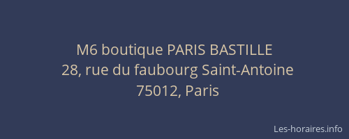 M6 boutique PARIS BASTILLE