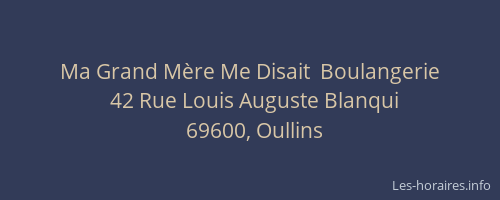 Ma Grand Mère Me Disait  Boulangerie