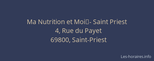 Ma Nutrition et Moi	- Saint Priest