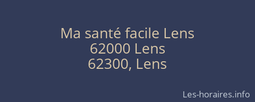 Ma santé facile Lens