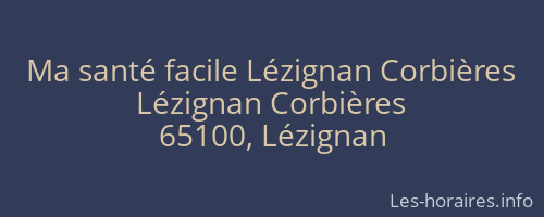 Ma santé facile Lézignan Corbières