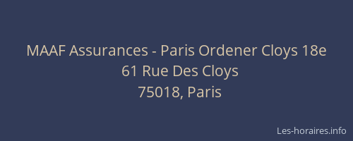 MAAF Assurances - Paris Ordener Cloys 18e