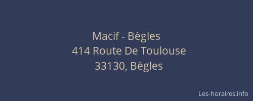 Macif - B&egrave;gles