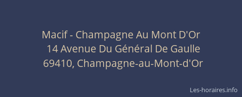 Macif - Champagne Au Mont D'Or