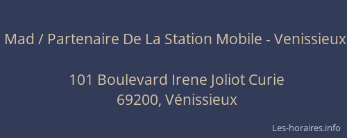 Mad / Partenaire De La Station Mobile - Venissieux