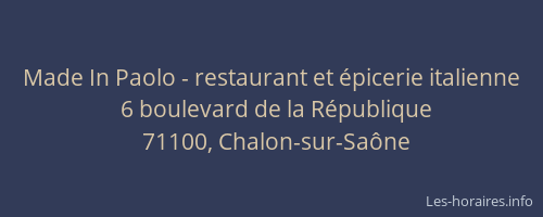 Made In Paolo - restaurant et épicerie italienne
