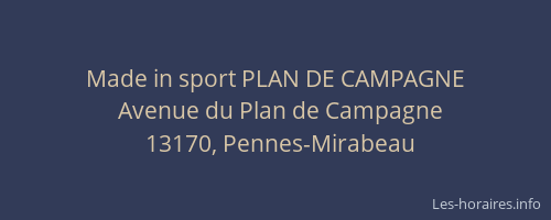 Made in sport PLAN DE CAMPAGNE